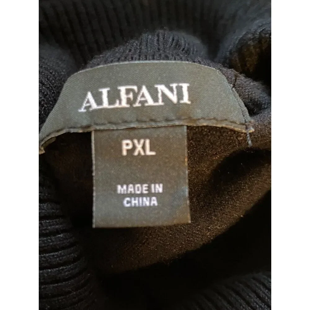 Alfani PXL Black & Metallic Pullover Sweater Top Gold Button Accents Boxy Chic